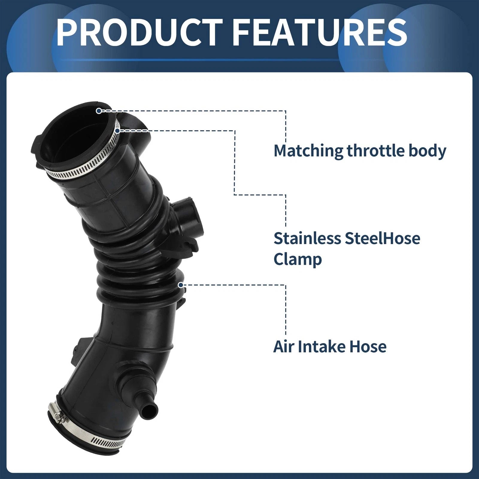 Intake Hose Tube with Clamps for Toyota Solara (2004–2008) Black