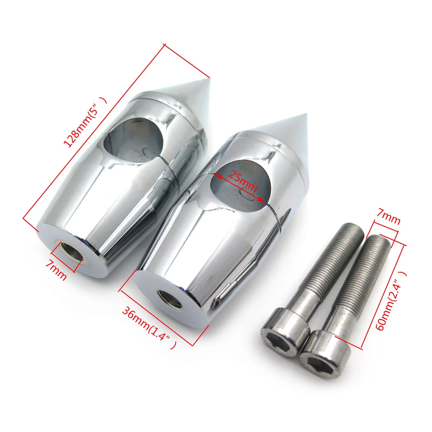 Chrome 1" Billet Spike Handlebar Risers for Harley Softail Dyna Sportster