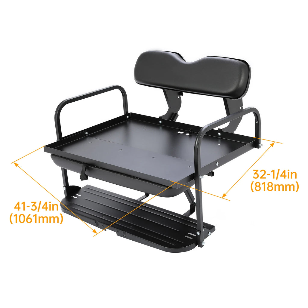 Rear Back Seat Kit for Yamaha G14 G16 G19 G22 Golf Cart (Flip Folding, Black)