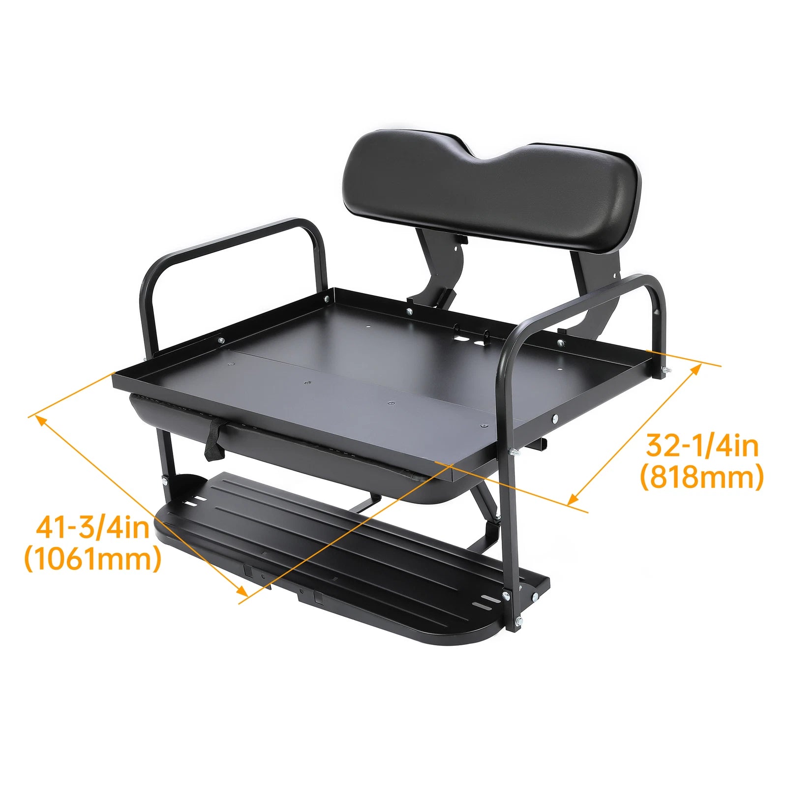 Rear Back Seat Kit for Yamaha G14 G16 G19 G22 Golf Cart (Flip Folding, Black)