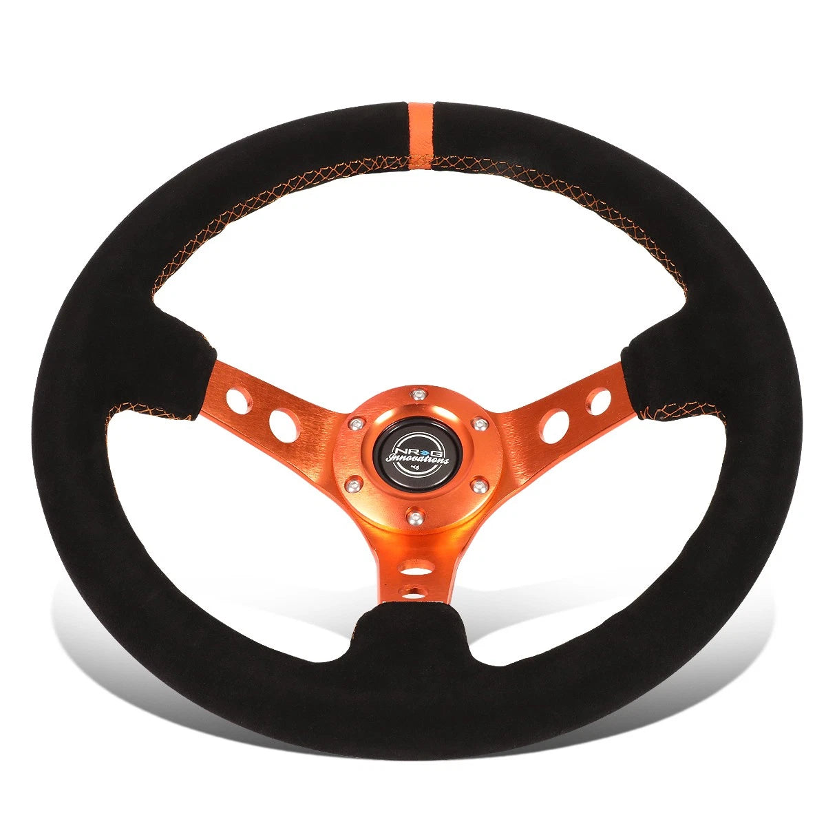 NRG Innovations 35cm Deep Dish Suede Steering Wheel for Universal (RST-006S-OR)