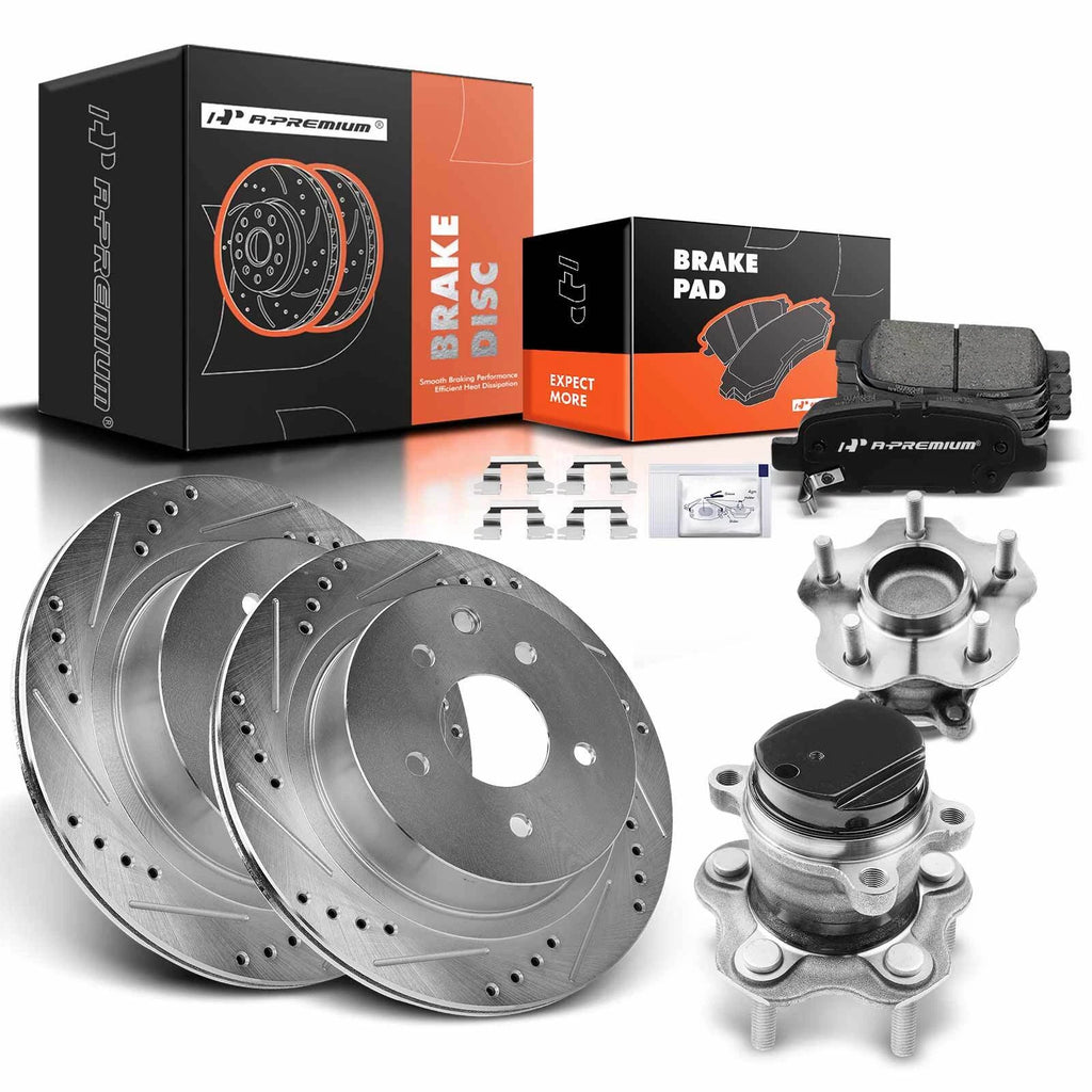 Rear Drilled Brake Rotor & Pad Set for Nissan Rogue (2014–2019)