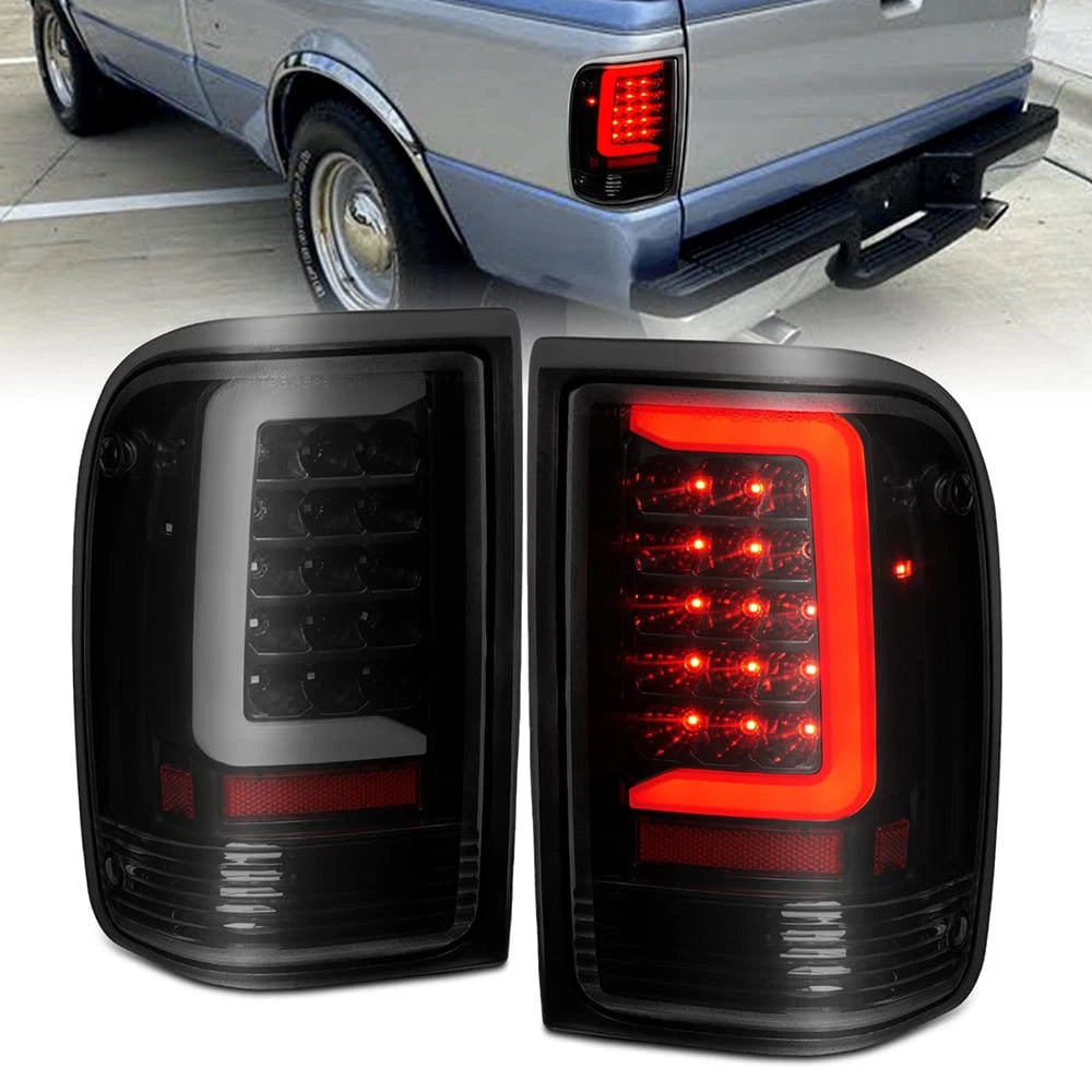 Black Smoke Lens Tail Light Assembly w/Light Bar for 1993-1997 Ford Ranger