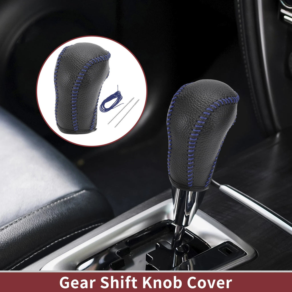 1 Pc Gear Shift Knob Cover for Mazda CX-5 (2013–2014) Black Blue Faux Leather