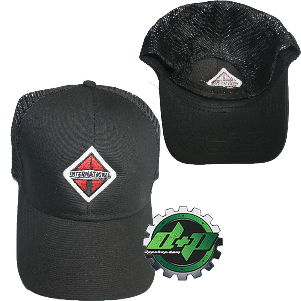Black Twill Mesh Trucker Snapback Hat for International Trucks