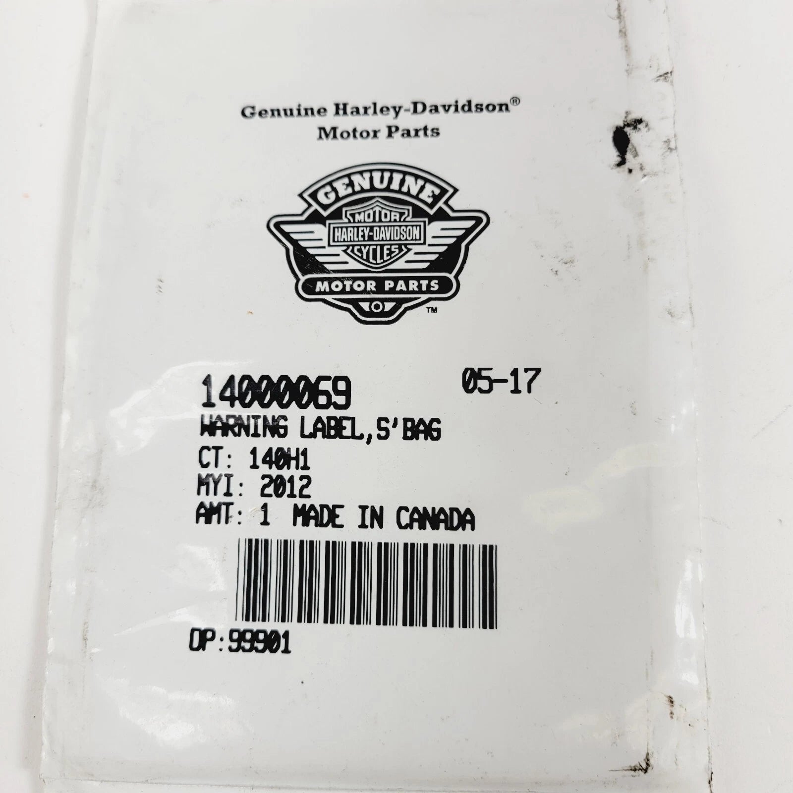 Saddlebag Warning Label for Harley Davidson (14000069)