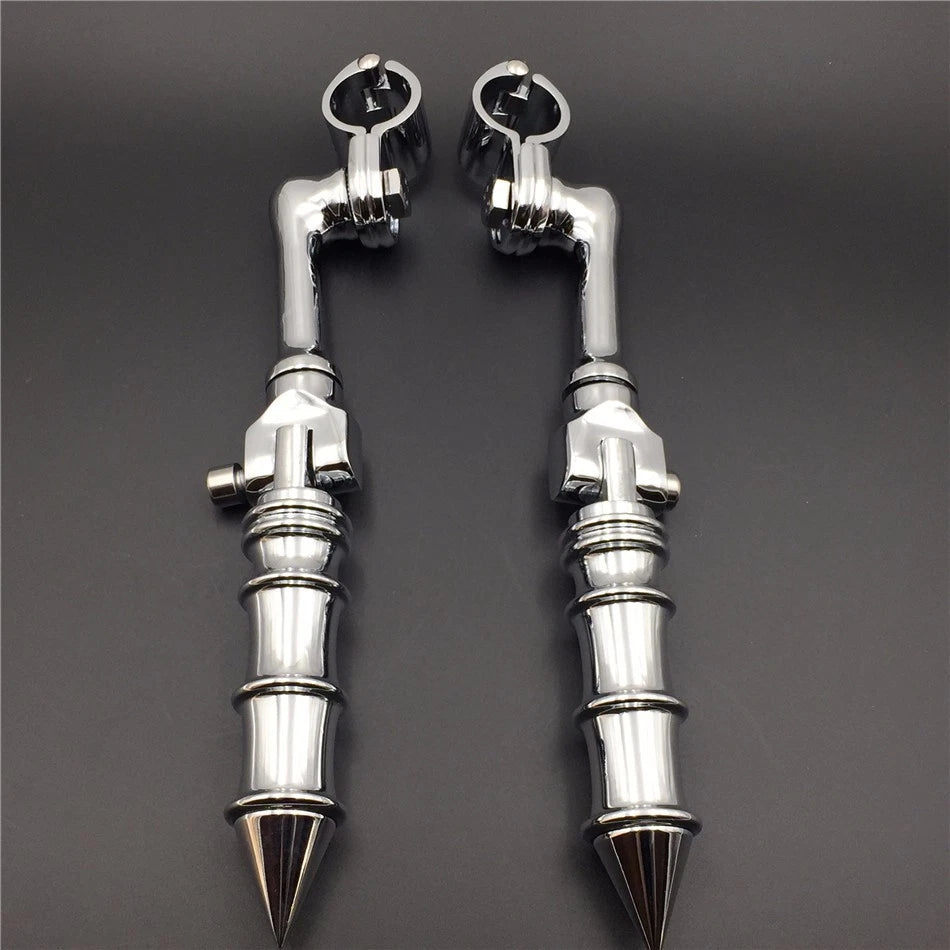 Chrome Custom Bamboo Foot Peg for Honda Yamaha Suzuki (1.5" Engine Guard)