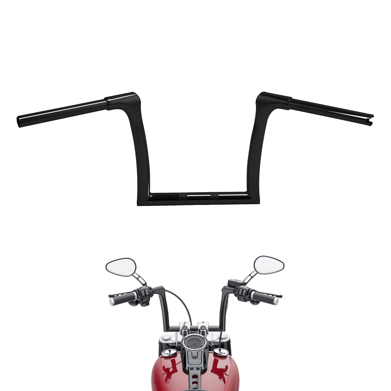 10'' Rise Gloss Black Handlebar for Harley Touring Road King Dyna