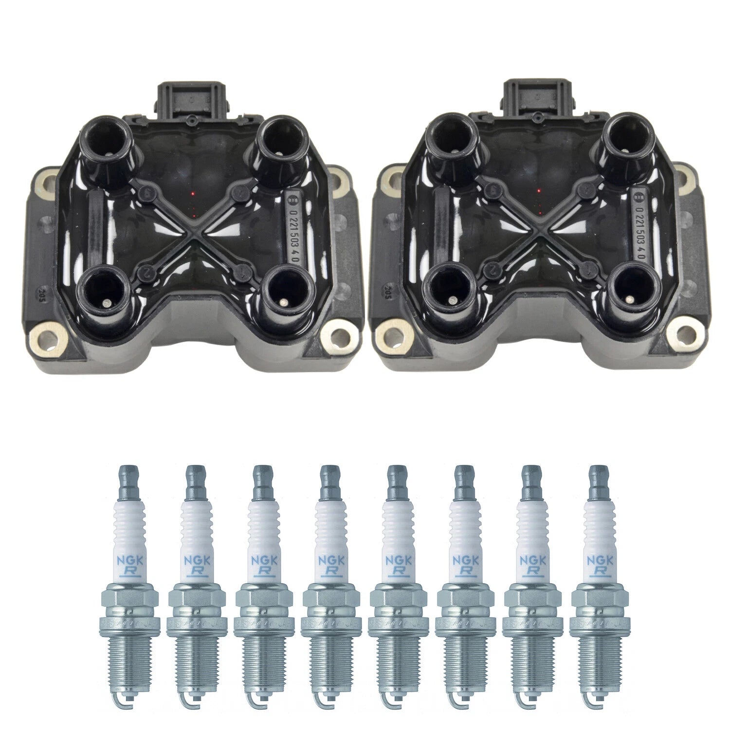 Set of 2 Ignition Coils & 8 NGK V-Power Spark Plugs for Range Rover LS400 XJR V8