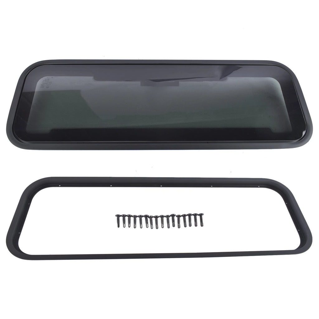 Tinted RV Window & Net Screen with Trim Ring for 2" Thick Wall (Fits 33.5"W x 10.5"H)