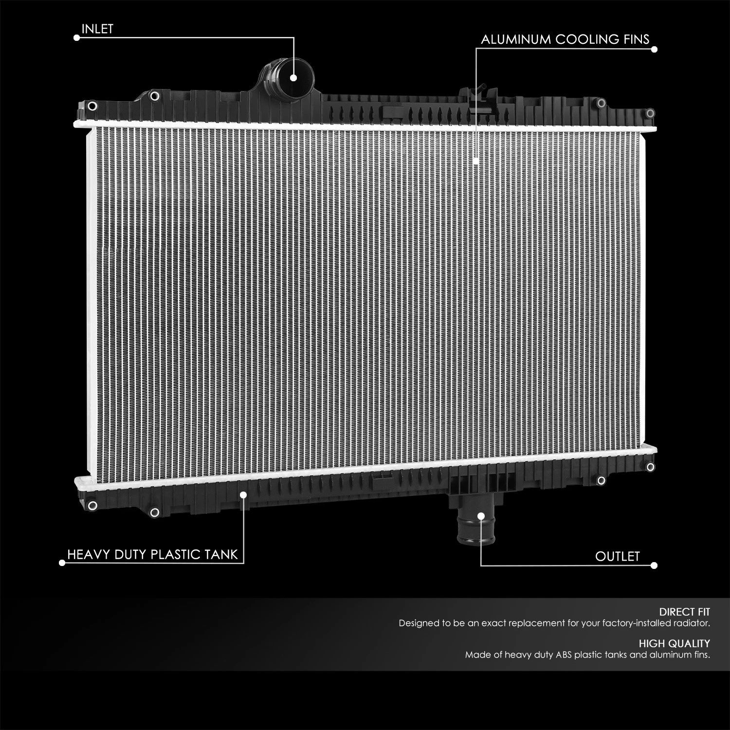 2-Row Aluminum Core Engine Cooling Radiator for Peterbilt 330/335 (2008–2010)