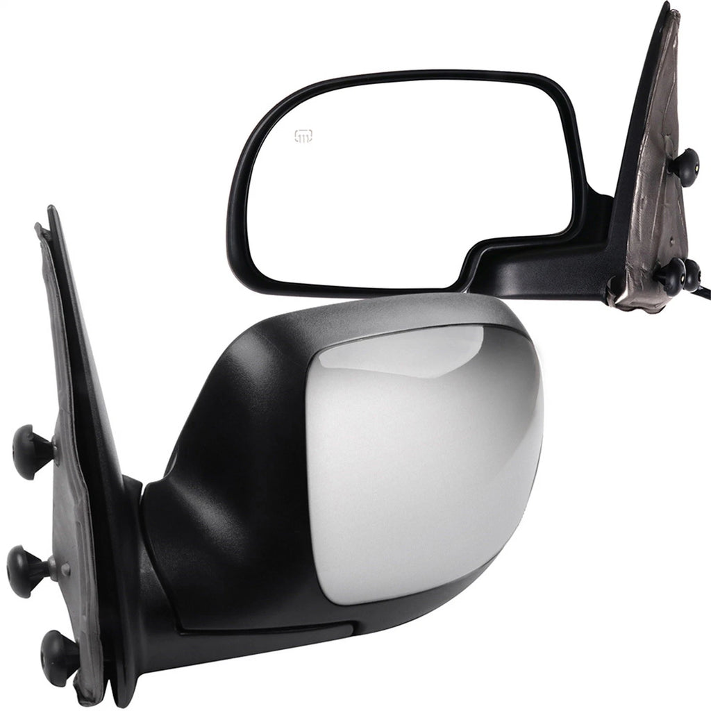 Pair Chrome Heated Power Mirrors for Chevy Silverado 1500/2500, GMC Sierra (1999–2002)