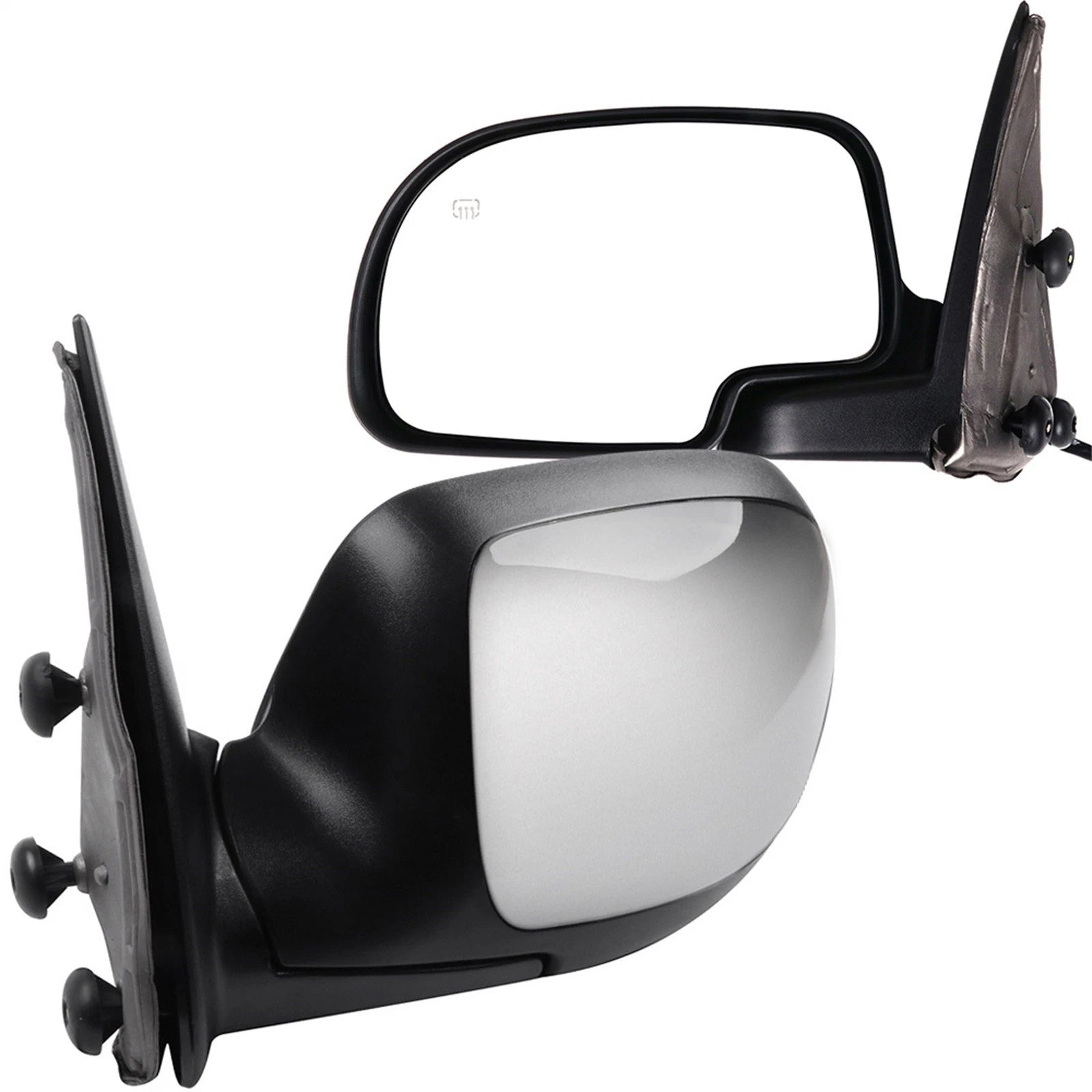 Pair Chrome Heated Power Mirrors for Chevy Silverado 1500/2500, GMC Sierra (1999–2002)