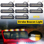 6X Amber/White 6LED Emergency Beacon Strobe Light for Car Truck