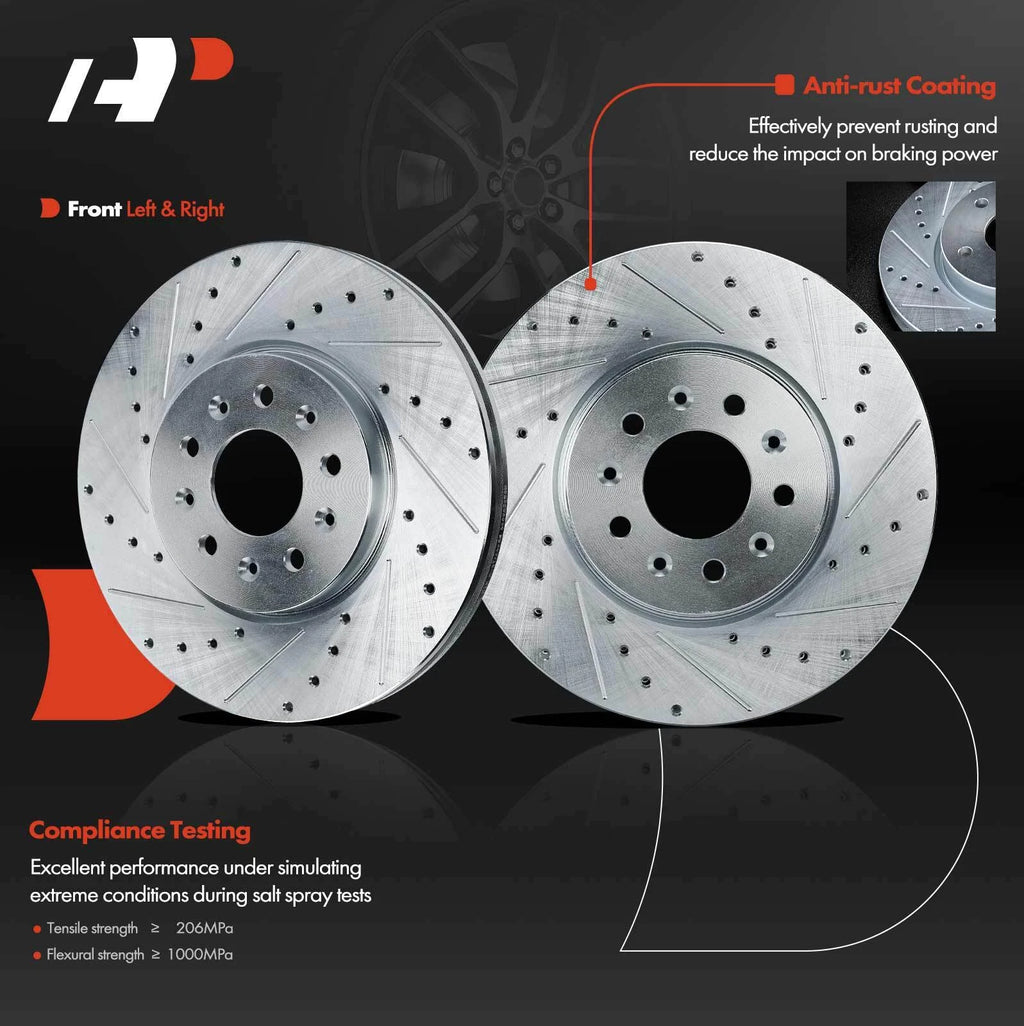 Front Drilled Brake Rotor and Pad for Chevrolet Equinox (2010–2017)