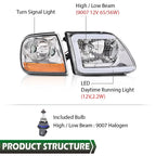 Clear LED DRL Headlights for Ford F150/Expedition (1997–2003)