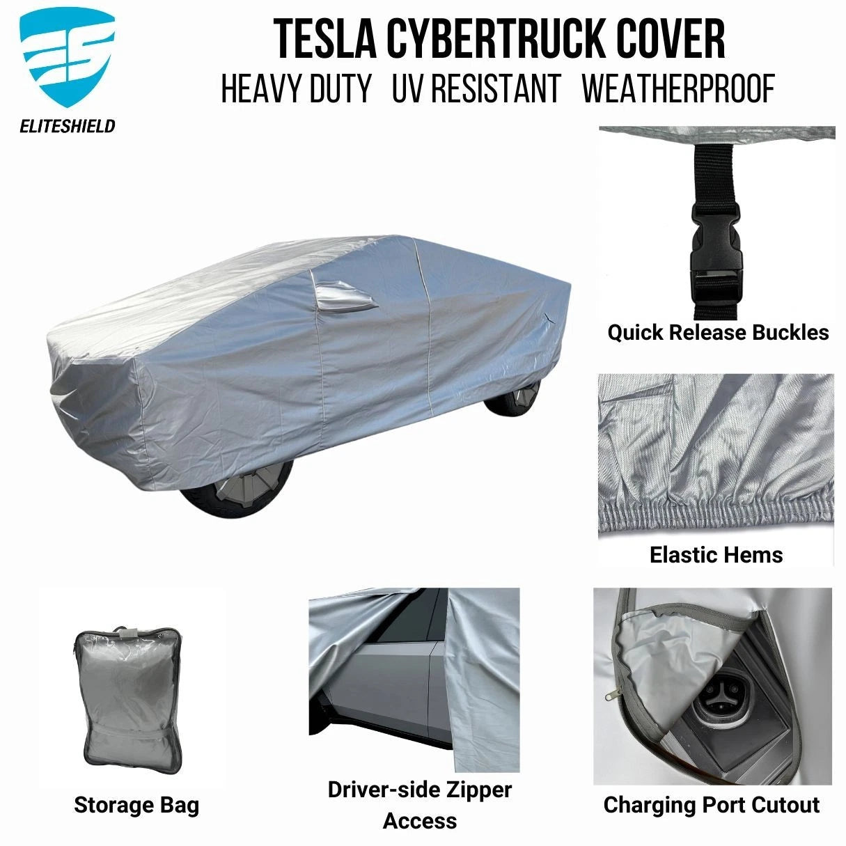 Custom Fit Cover for Tesla Cybertruck (2023–2023) Silver UV-Resistant
