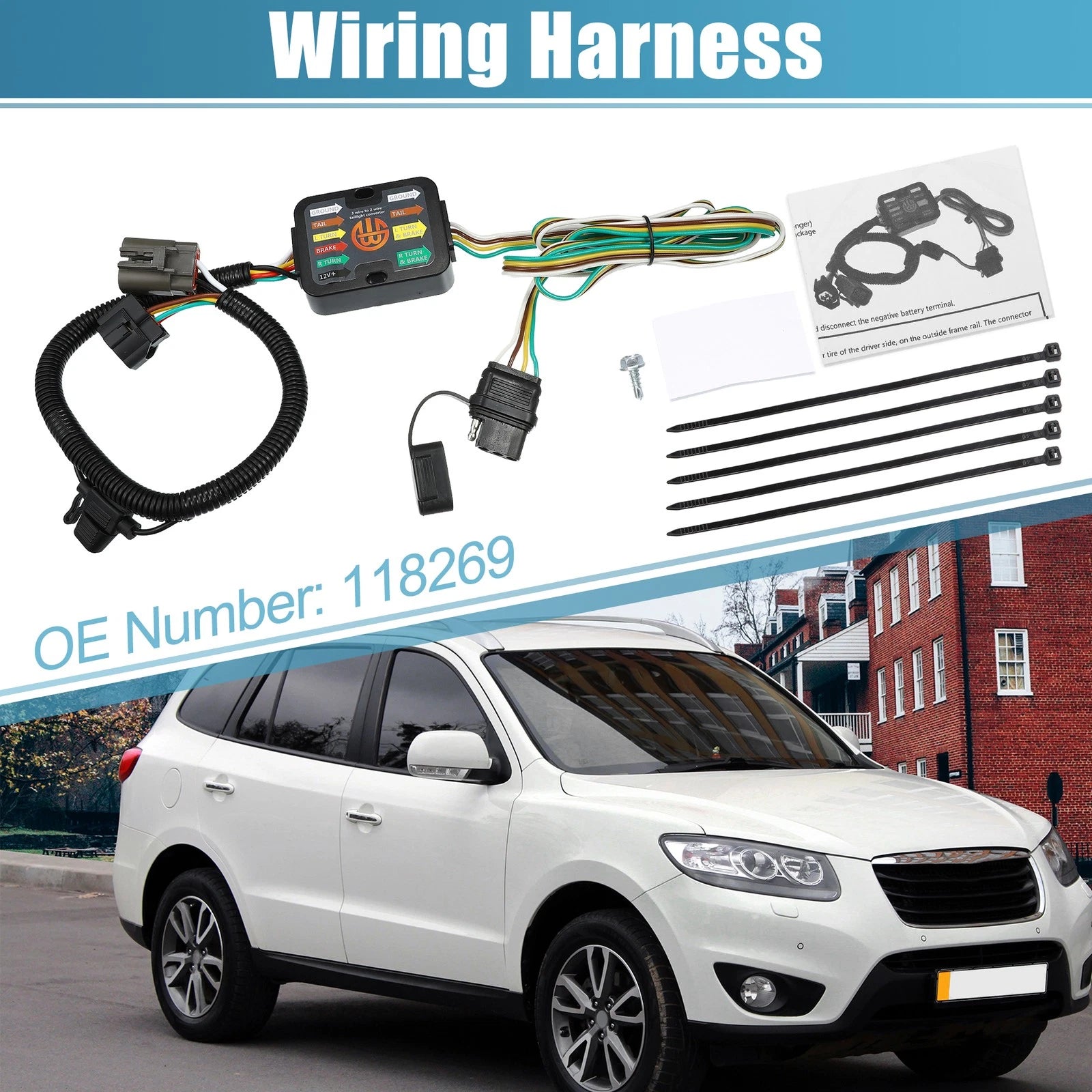 Set of 4 118269 Vehicle Side 4-Pin Trailer Wiring Harness for Kia Sorento (2011–2020)