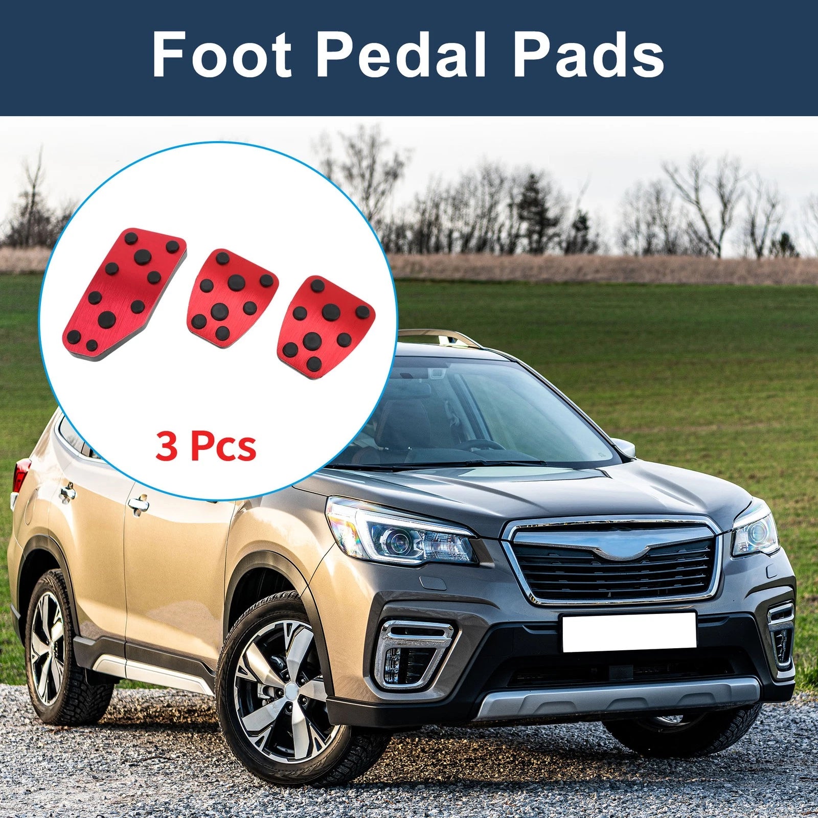 3 Pcs Foot Accelerator Pedal Covers for Subaru Forester (2019–2021) Red