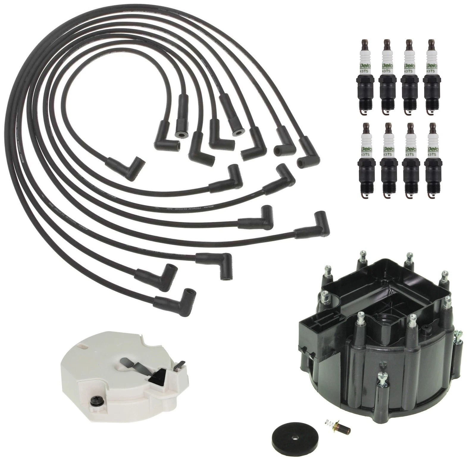 ACDelco Ignition Kit for GMC Chevy V8 (Distributor Rotor Cap, Spark Plugs)