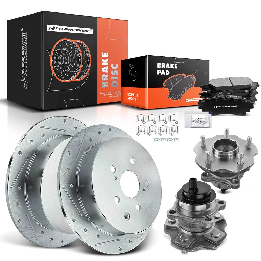 Rear Drilled Rotor & Brake Pad for Toyota Highlander 2017-2023 Lexus