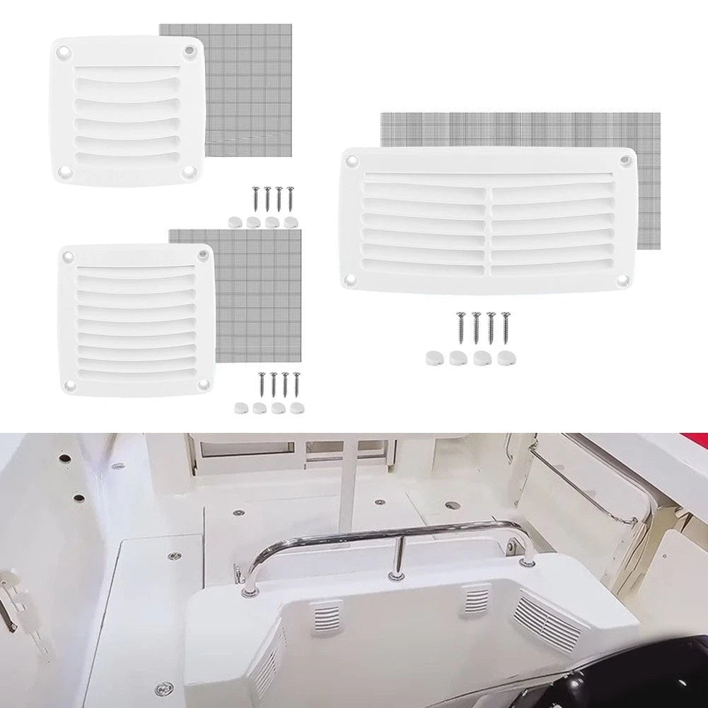 Square Louvered Air Vent Grille Cover for Marine RV (White ABS)
