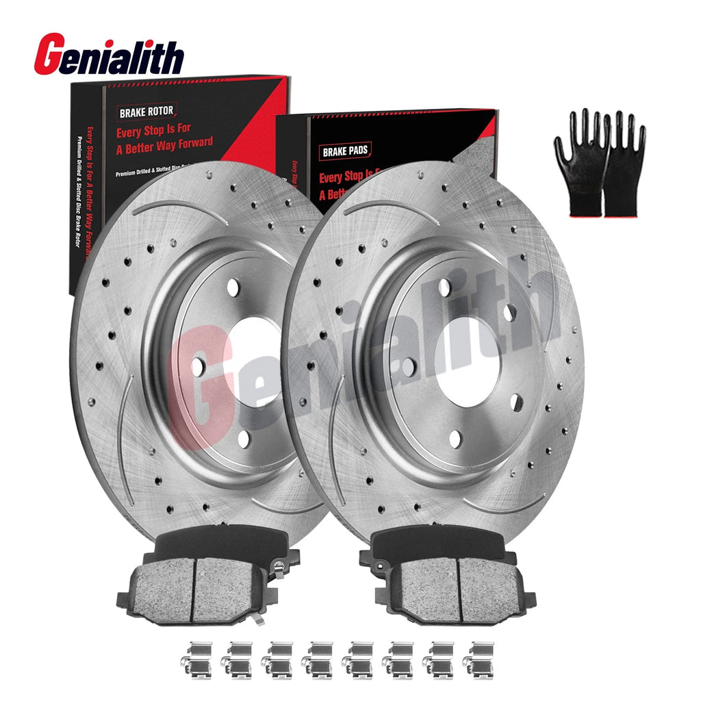 Set of 2 Rear Disc Rotors + Ceramic Brake Pads for Dodge Grand Caravan (2008–2020)