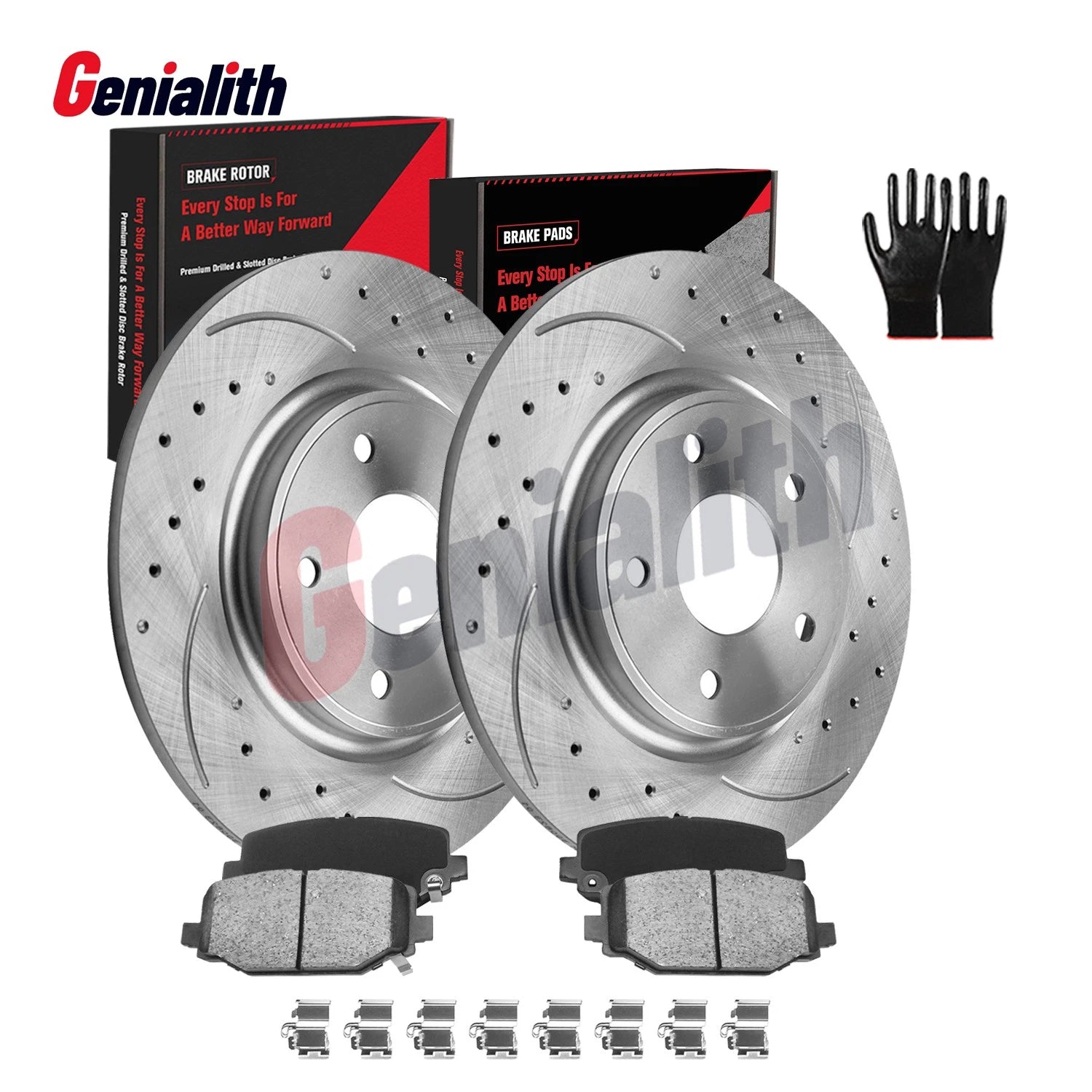Set of 2 Rear Disc Rotors + Ceramic Brake Pads for Dodge Grand Caravan (2008–2020)