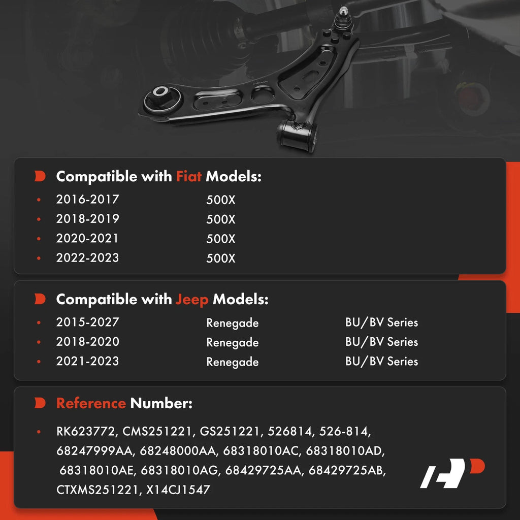 Front Left Lower Control Arm with Ball Joint for Jeep Renegade (2015-2023)