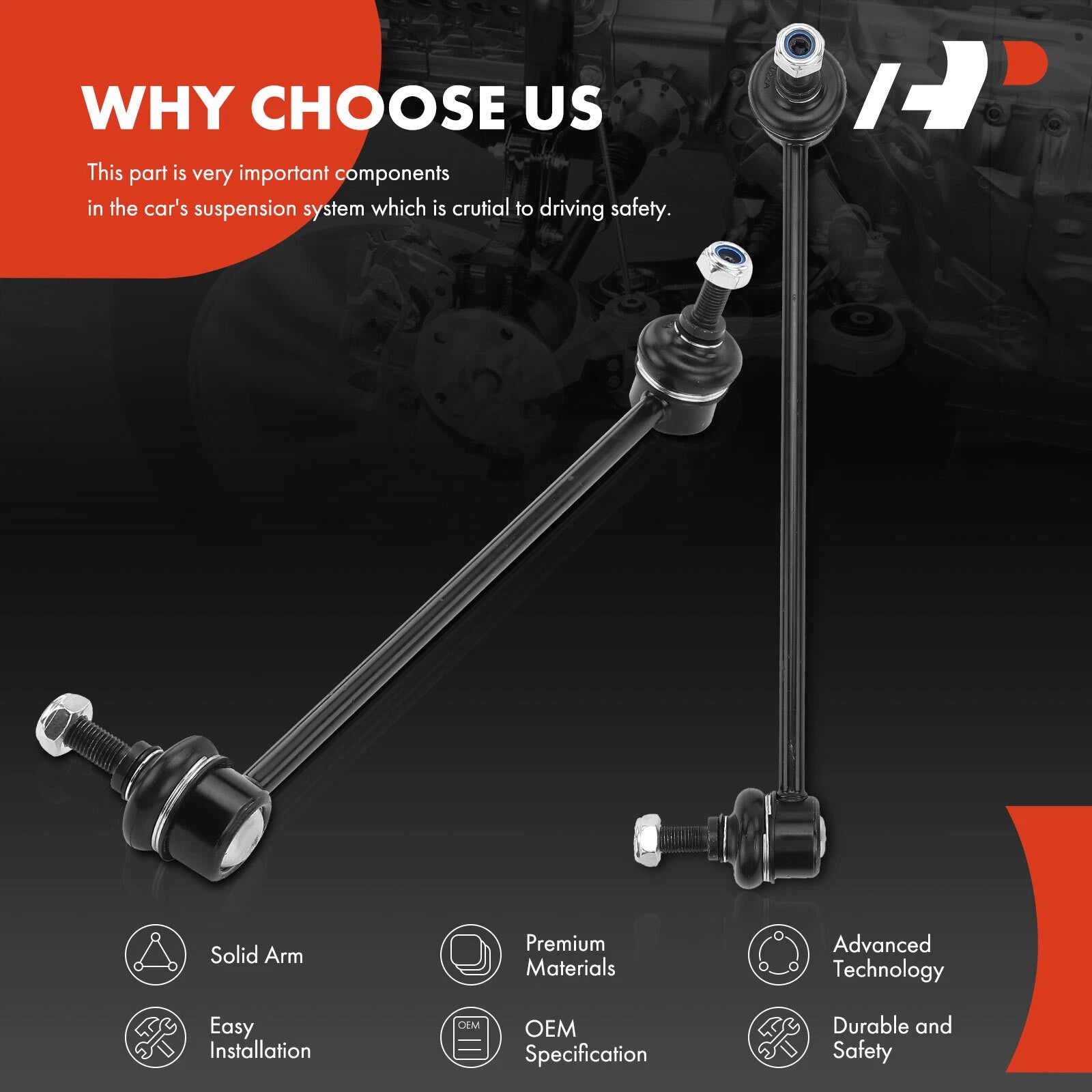 2X Front Side Sway Bar Link for Mercedes-Benz W203 (2001-2007)