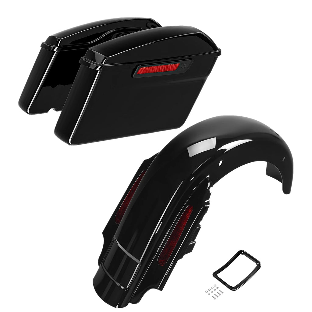 Black Hard Saddlebags & LED Rear Fender System for Harley Electra Glide (1993–2008)
