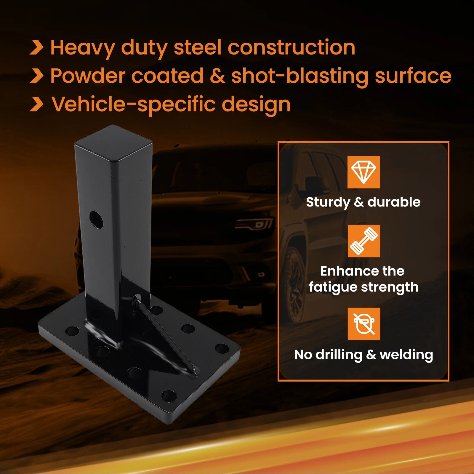Adjustable Pintle Hitch Mount for 2" Receiver (20000 lbs Capacity)