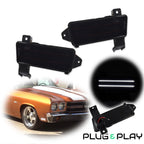 Smoked Lens White LED Front Side Marker Lights for Chevy Chevelle El Camino (1970)