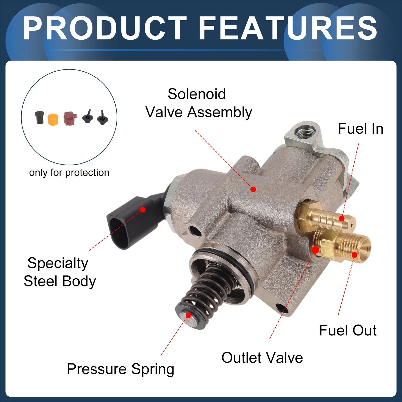 High Pressure Fuel Pump for Audi A4 TT, Volkswagen Eos Jetta (No. 06F127025L)