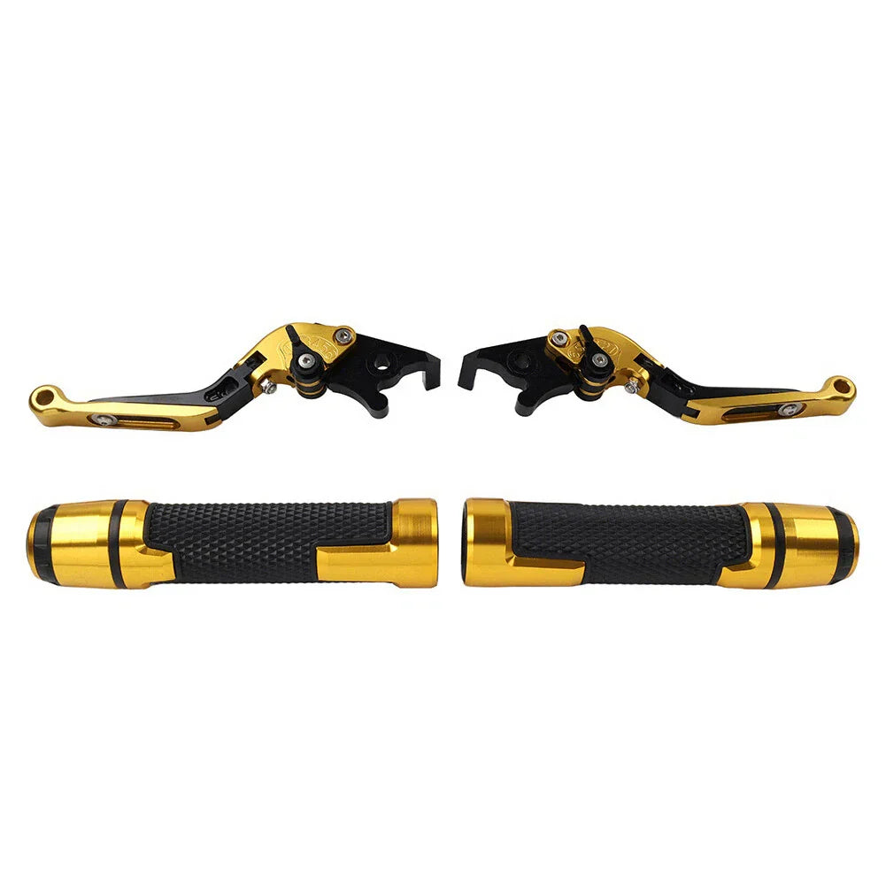 Gold Extendable Brake Clutch Levers Grip Set for Kawasaki ZX6R