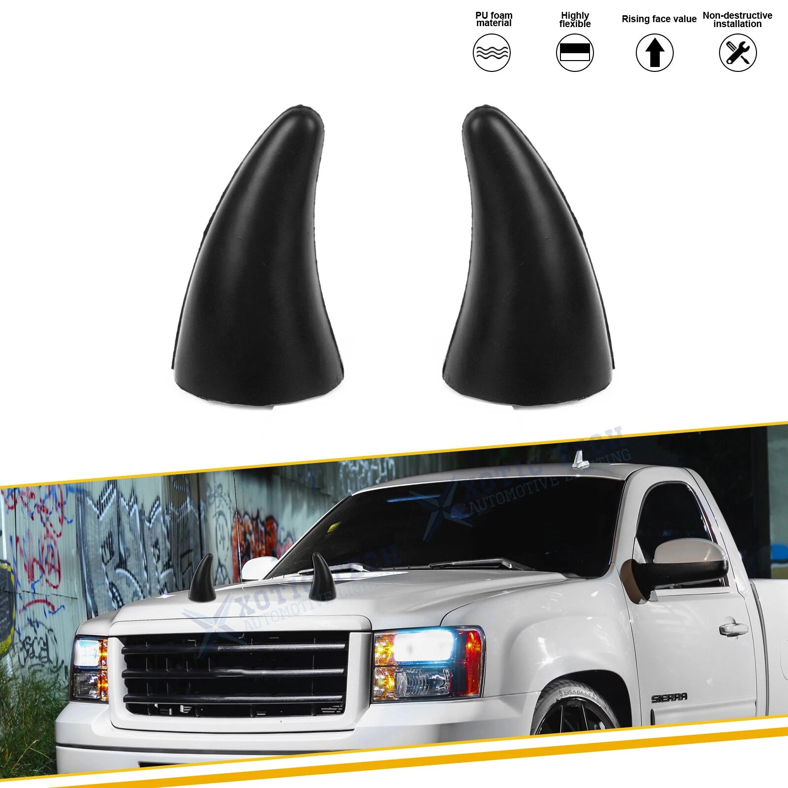 Devil Bull Horn Ornament Front Rear Bumper for GMC Sierra Terrain (2019–2023)