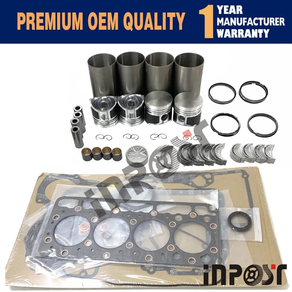 V1100 Overhaul Rebuild Kit for Kubota Engine (Piston Ring, Gasket, 4 Cylinder)