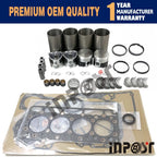 V1100 Overhaul Rebuild Kit for Kubota Engine (Piston Ring, Gasket, 4 Cylinder)