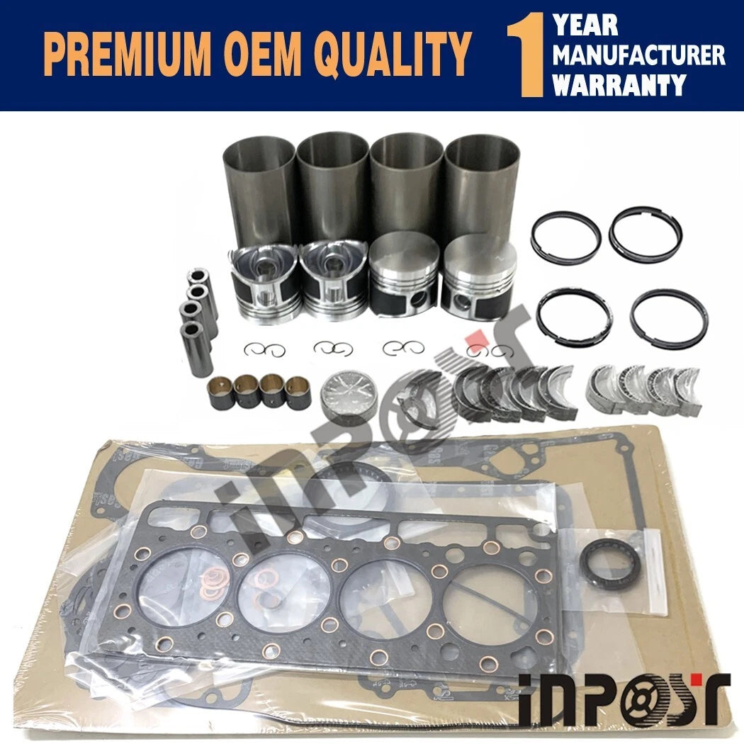 V1100 Overhaul Rebuild Kit for Kubota Engine (Piston Ring, Gasket, 4 Cylinder)