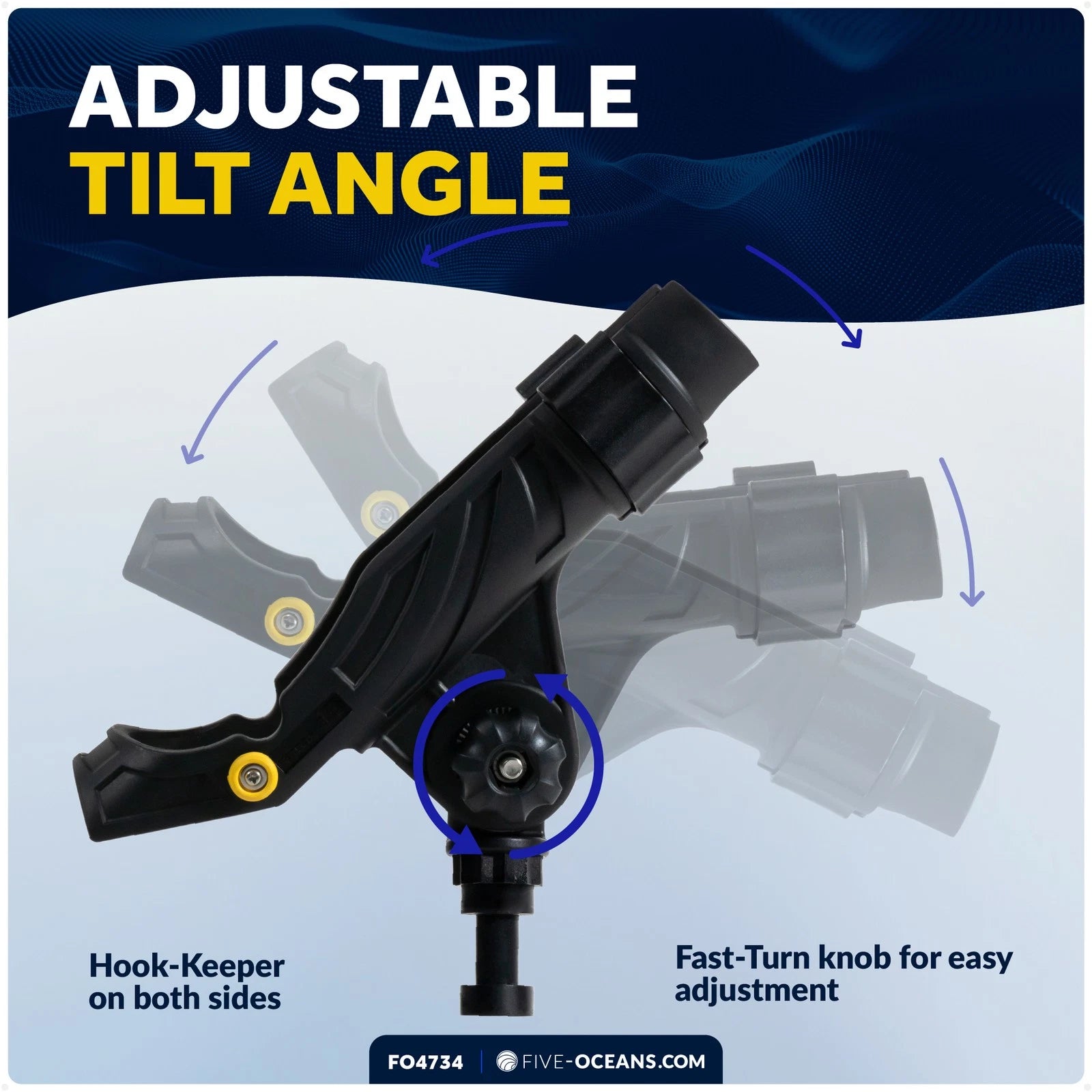 Kayak Rod Holder with Locking Mechanism for Rail Mount (Large)