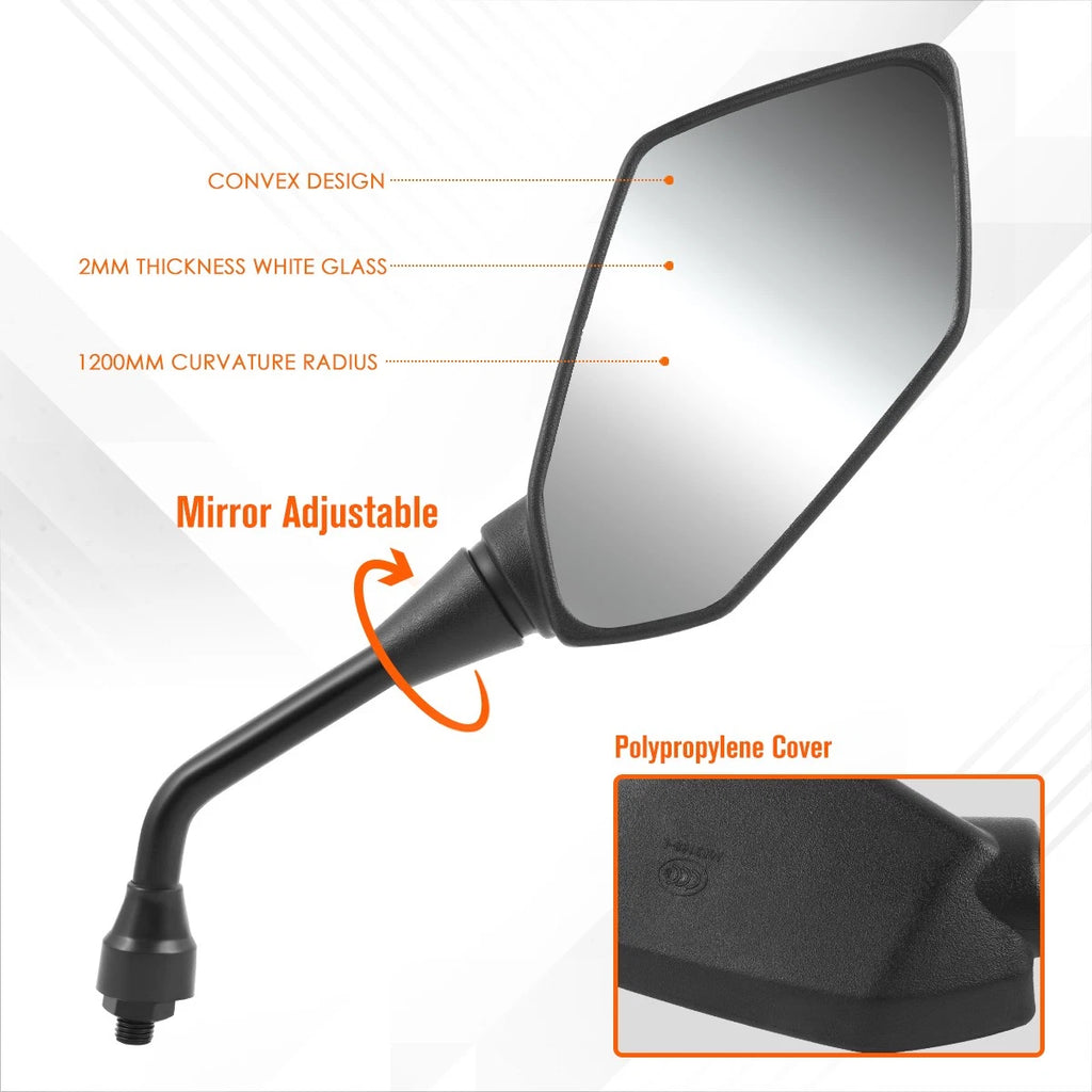 2Pcs Convex Side Rear View Mirrors for ATV (Universal Fit)