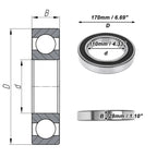 Deep Groove Ball Bearing 6022VV for Scooter Skateboard Wheel (P0 110x170x28mm)