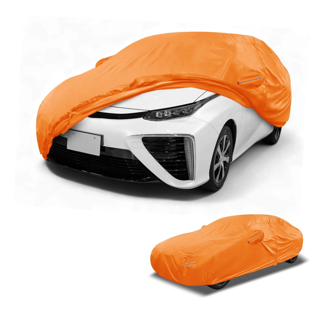 Waterproof Car Cover for Toyota Mirai (2016–2023) - Orange Cotton, Zipper