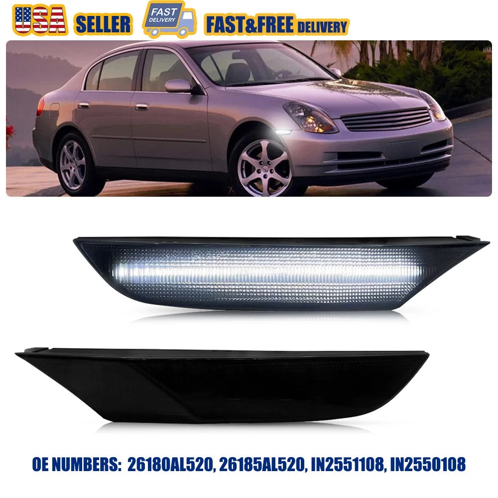 Set of 2 LED Front Bumper Side Marker Lights for Infiniti G35 Sedan (2003–2006)