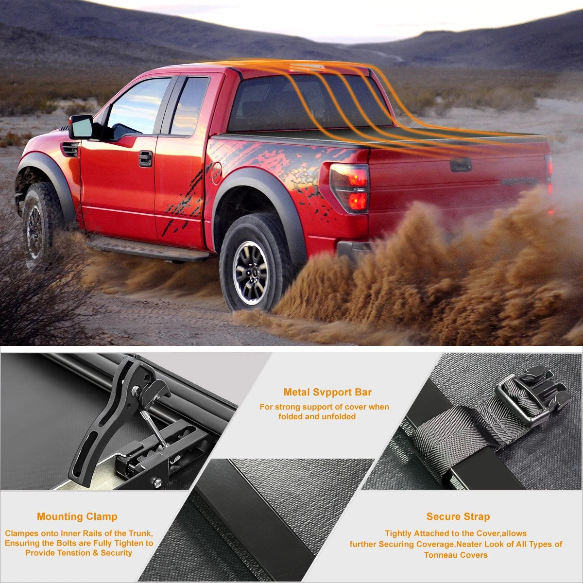 Vinyl Soft Top Tri-Fold Tonneau Cover for Toyota Tundra (2007–2018) 6.5ft