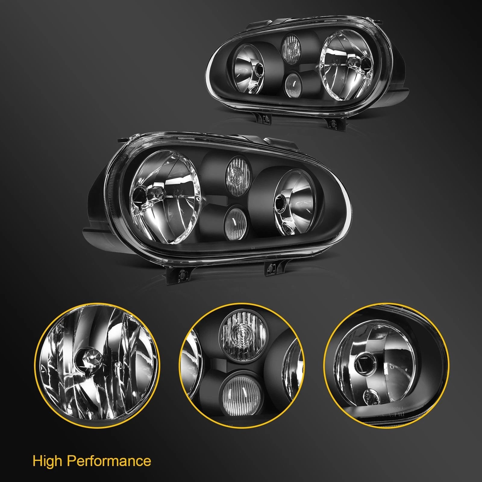 Set of 2 Headlights for Volkswagen Golf Cabrio (1999–2006)