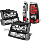 Headlight, Clear Bumper, 3D LED Bar Tail Light Kit for Silverado (2003–2007)