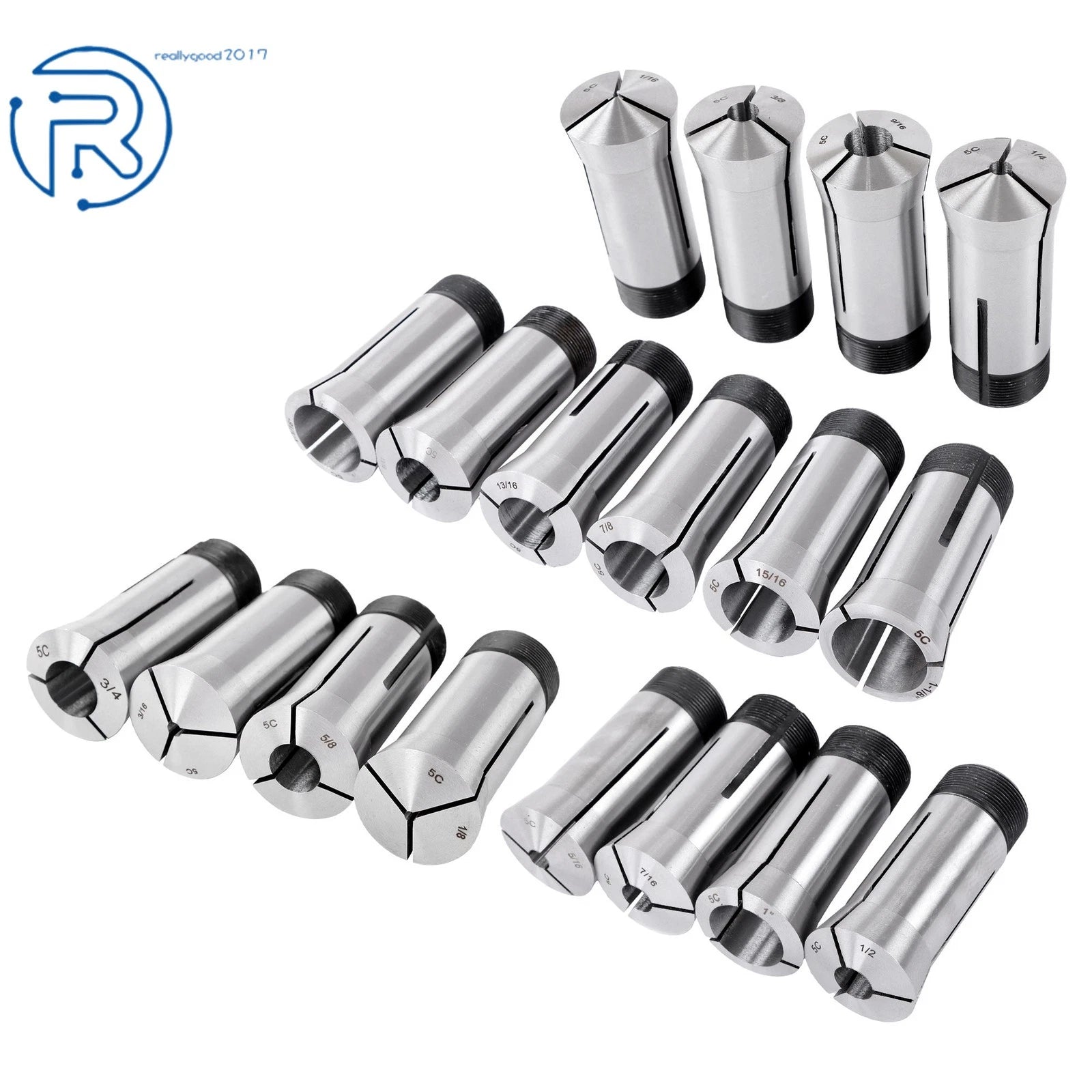 Set of 18 Precision 5C Collets 1/16" to 1-1/8" TIR .0006"
