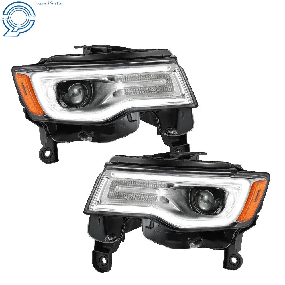 Set of 2 Chrome HID Headlights for Jeep Grand Cherokee (2017–2021)