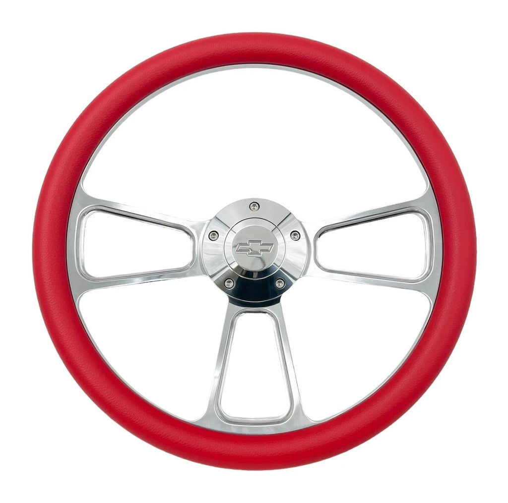 Billet Steering Wheel with Red Wrap and Chevy Bowtie Horn Button for Malibu (2013–2018)